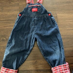 OshKosh B'gosh Kids Overalls - Blue and Red hearts union tag
